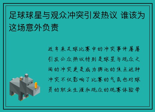 足球球星与观众冲突引发热议 谁该为这场意外负责